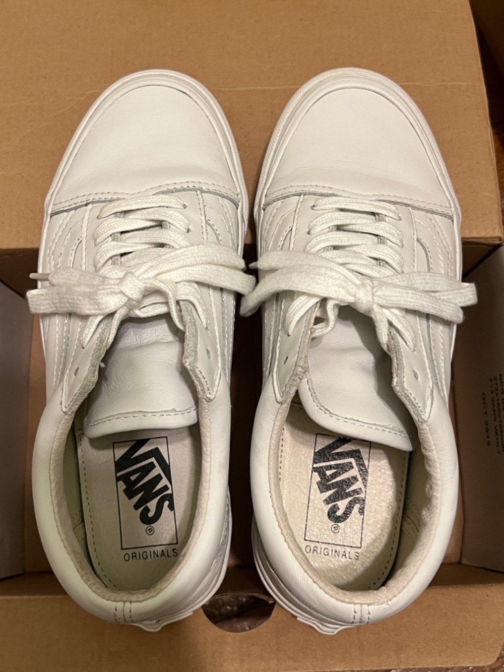 Vans OG Old Skool White Leather Low-Top Sneakers